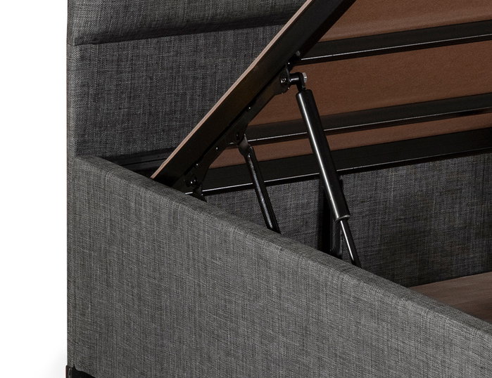 Hanah Home Somier y Cabecero de Cama Individual con Arcón, Gris, 100x200 cm